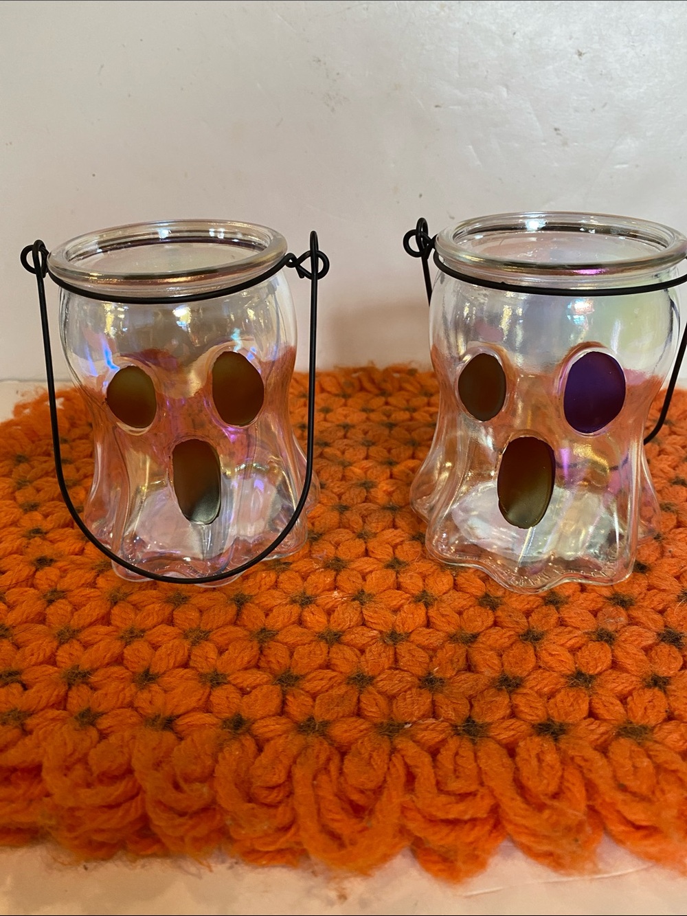 NWT Set of 2 Glass Ghost Totes